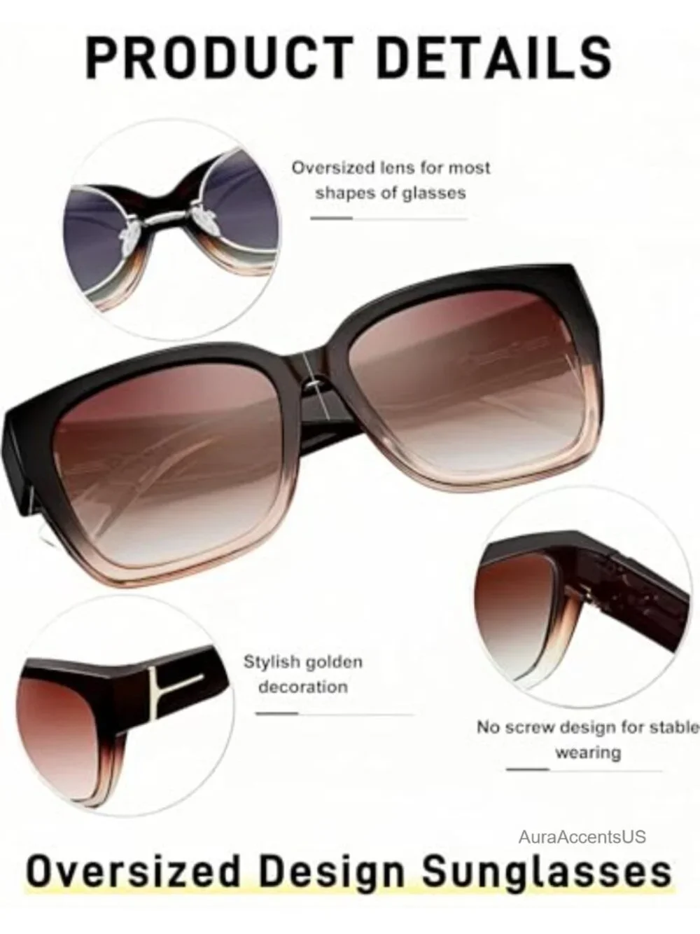Oversized Square Fit Over Polarized UV400 Sunglasses 2 Pack
